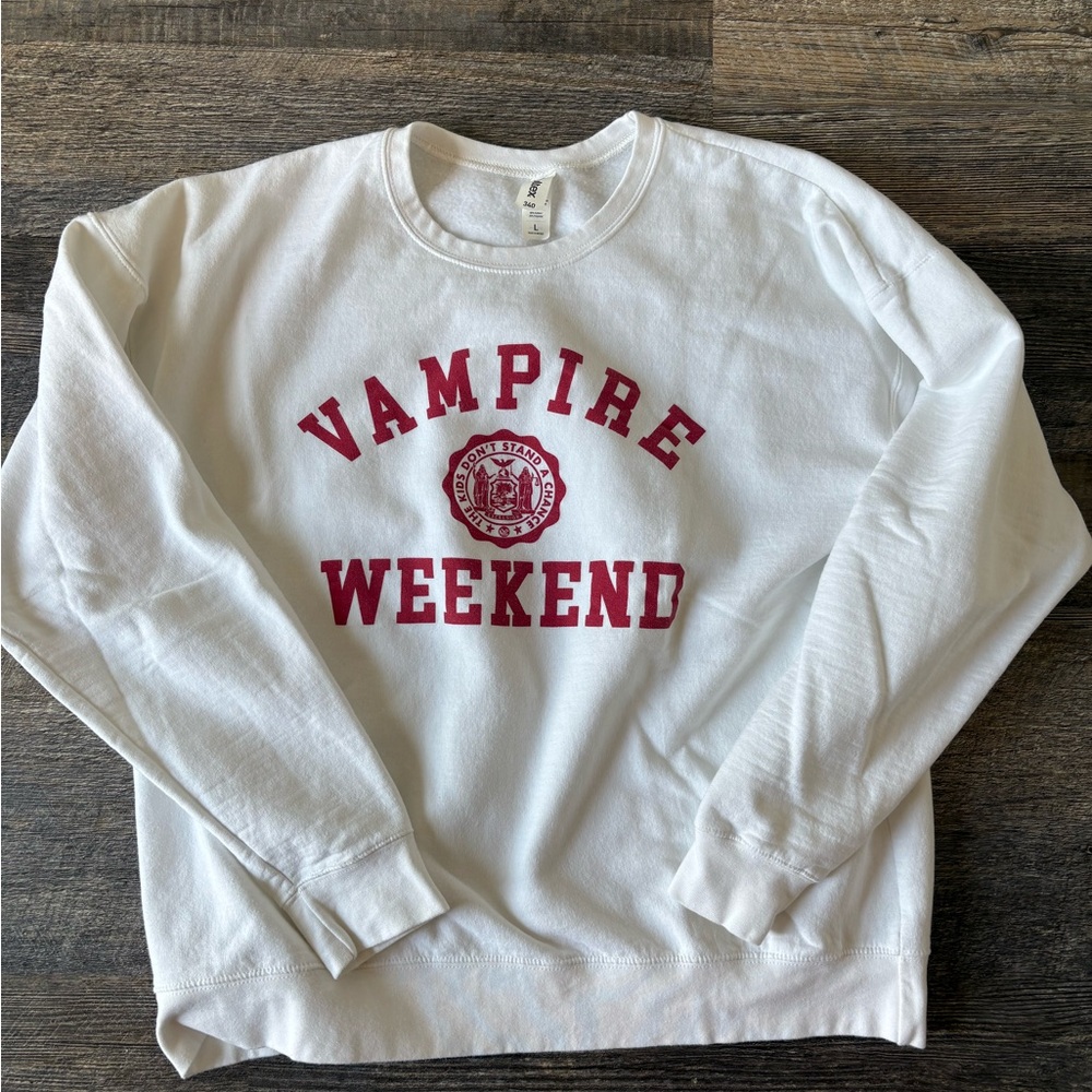 White Vampire Weekend Collegiate Tour Merch Sweatshirt